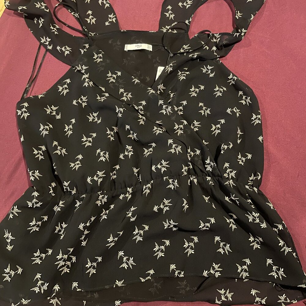 Mango Black V-Neck Sleeveless Top